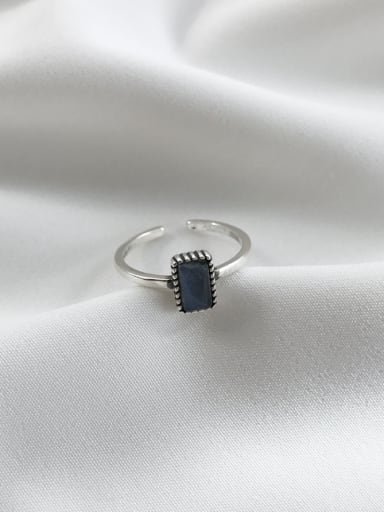 Square Band band ring with 925 silver Stone