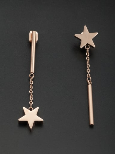New design Stainless steel Star Drop threader Earring in Rose color