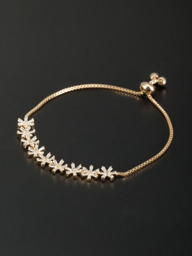 Mother's Initial White Bracelet with Flower Zircon