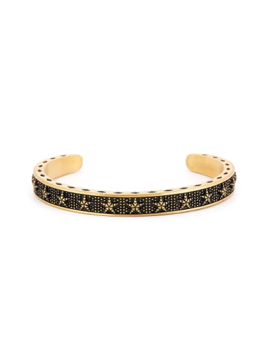 New design Gold Plated Titanium Star Bangle in Gold color