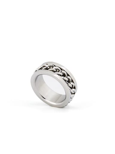 A Silver-Plated Titanium Stylish  Band band ring Of chain