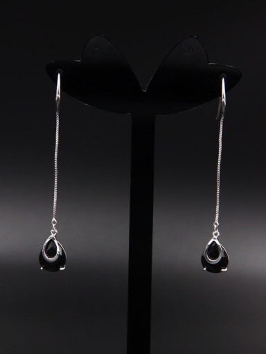 Platinum Plated chain Black Zircon Beautiful Drop drop Earring