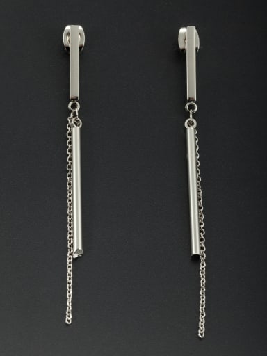 Mother's Initial White Drop threader Earring with chain