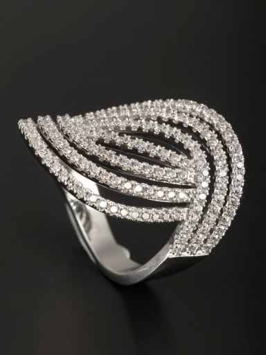 Blacksmith Made Platinum Plated Copper Zircon Ring 6#-9#