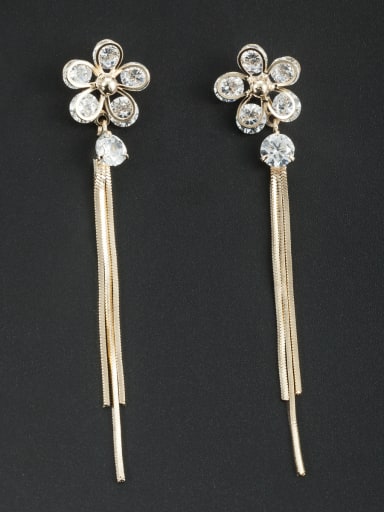 White color Gold Plated Flower Zircon Drop drop Earring