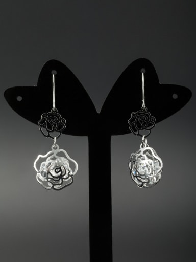 Model No NY24088-003 Mother's Initial White Drop drop Earring with Flower Zircon