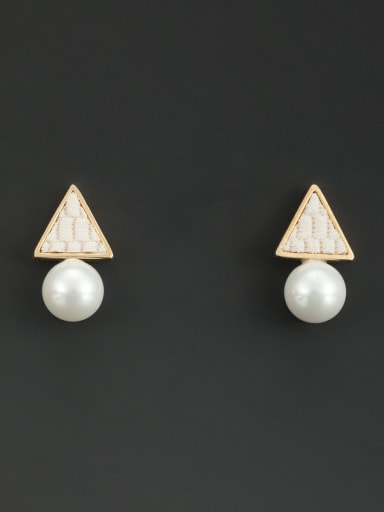 Gold Plated Round White Pearl Beautiful Studs stud Earring