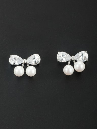 Blacksmith Made Platinum Plated Pearl Butterfly Studs stud Earring