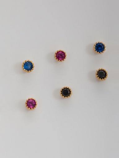 Gold Plated Zircon Multi-Color Conbined Studs stud Earring