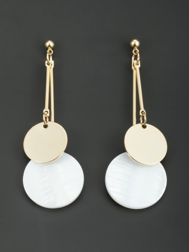 New design Gold Plated Round Drop drop Earring With White Acrylic
