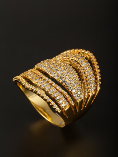 GODKI Luxury Women Wedding Dubai Model No 1000002990 Personalized Gold Plated Copper White Zircon Ring