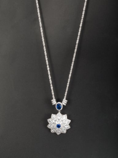 Flower style with Platinum Plated Copper Zircon Necklace