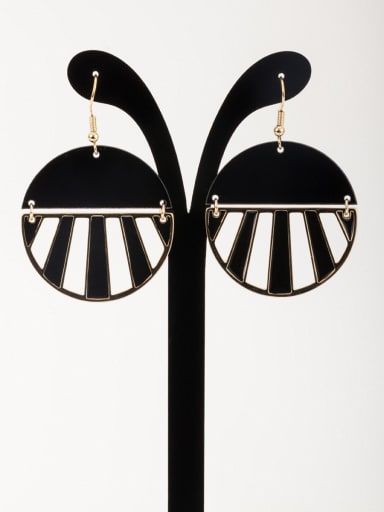 Black color Gold Plated Copper Round Acrylic Drop drop Earring