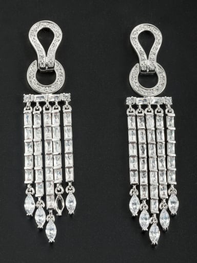 Blacksmith Made Platinum Plated Zircon Personalized Drop drop Earring