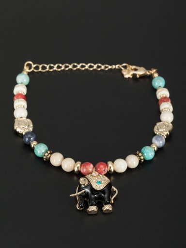 New design Gold Plated Animal Motif Stone Bracelet in Multi-Color color