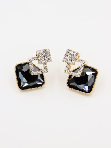 Personalized Gold Plated Multicolor Geometric austrian Crystals Drop stud Earring
