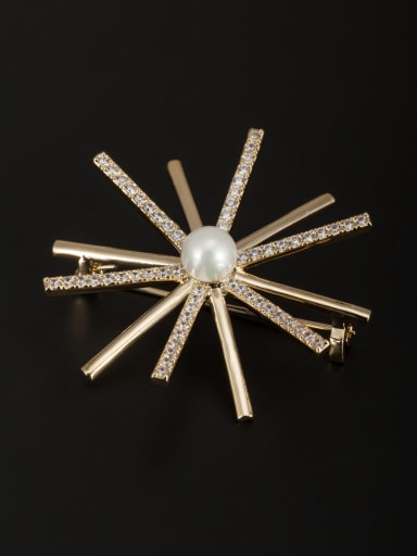 New design Gold Plated Copper Pearl Lapel Pins & Brooche in White color