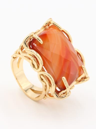 A Gold Plated Stylish  Carnelian Statement Ring Of Square
