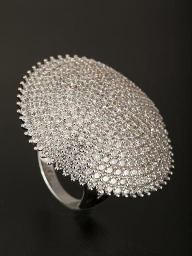 GODKI Luxury Women Wedding Dubai White color Platinum Plated Copper Round Zircon Ring