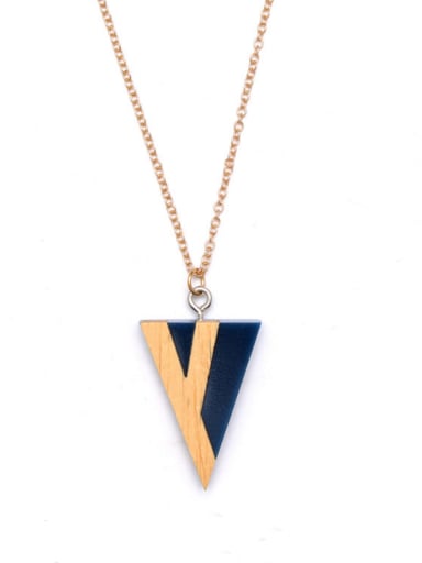 Gold Plated Wood Triangle Necklac