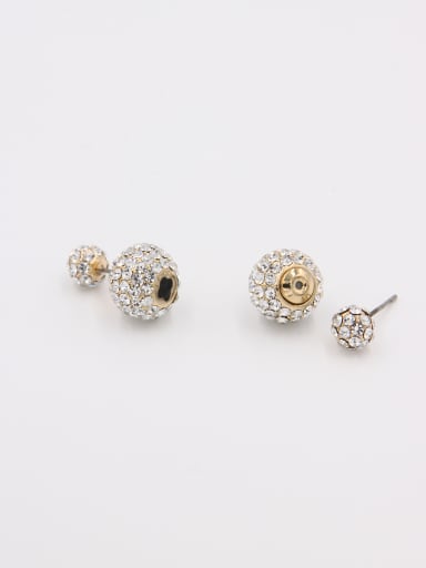 Mother's Initial White Studs stud Earring with Round Rhinestone
