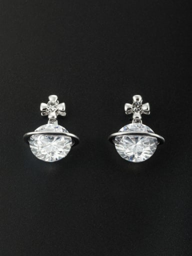 Personalized Platinum Plated White Flower Zircon Studs stud Earring