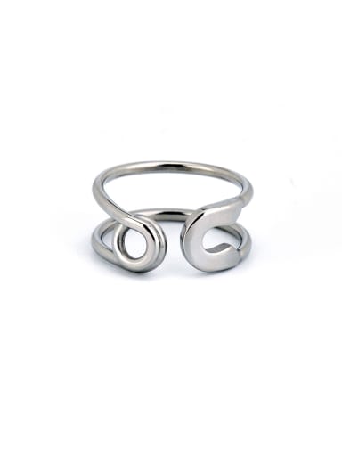Fashion Silver-Plated Titanium Statement Band Stacking Ring