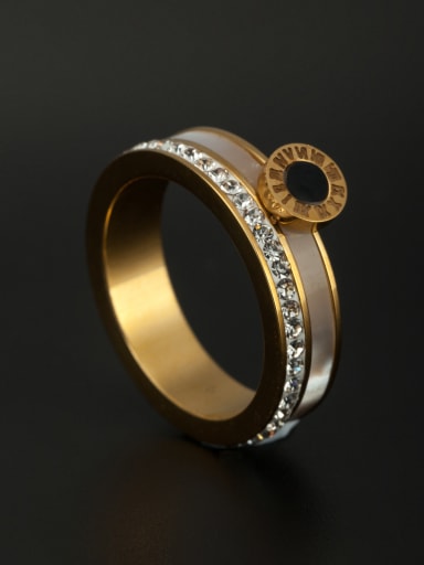 Gold band ring with Stainless steel Rhinestone 6-9#