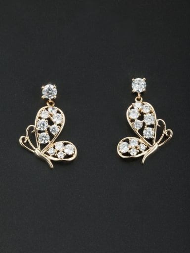 Model No NY37438 Mother's Initial White Drop drop Earring with Butterfly Zircon