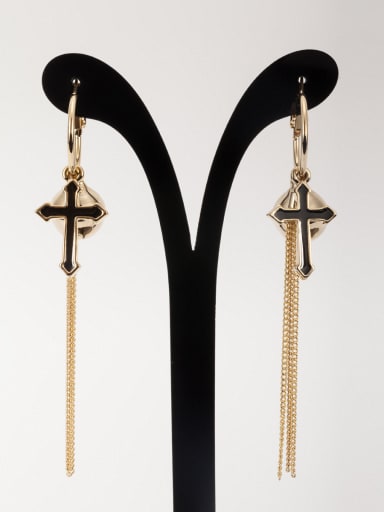 Cross style with Gold Plated Copper Drop drop Earring