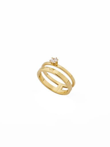 The new Gold Plated Stainless steel Zircon Round Band Stacking Ring with Gold