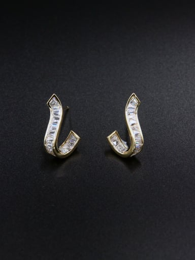 The new Platinum Plated Zircon Studs stud Earring with White