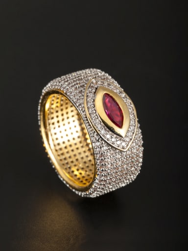 Gold Plated Copper Zircon Multicolor Ring 6#-9#