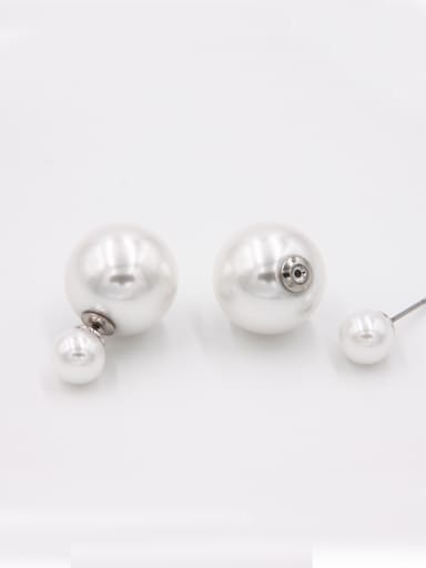 Model No NY32633-007 New design Platinum Plated Round Pearl Studs stud Earring in White color