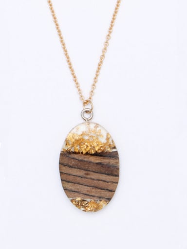 Gold Plated Wood Round Multi-Color Beautiful Necklac