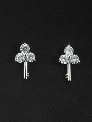 Model No LYE172062B Mother's Initial White Studs stud Earring with Zircon