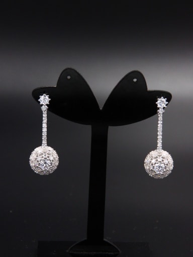 Model No NY40783 Platinum Plated chain White Zircon Beautiful Drop drop Earring