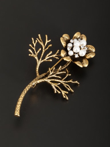 Personalized Gold Plated White Flower Pearl Lapel Pins & Brooche