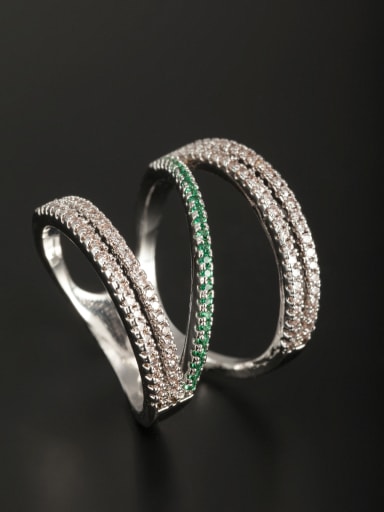 New design Platinum Plated Copper Zircon Ring in Green color  6#-9#