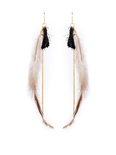 Feather Drop drop Earring with Gold Plated Copper