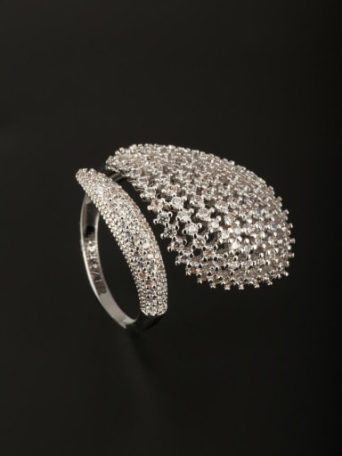 GODKI Luxury Women Wedding Dubai Model No 1000002975 New design Platinum Plated Copper Zircon Ring in White color