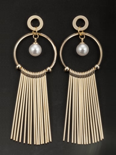 Gold Plated Copper Round White Pearl Beautiful Drop drop Earring