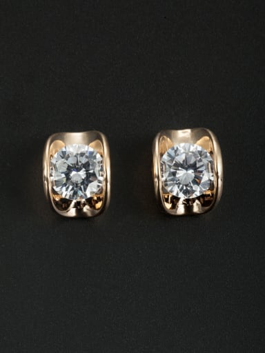 Personalized Gold Plated White Geometric Zircon Studs stud Earring
