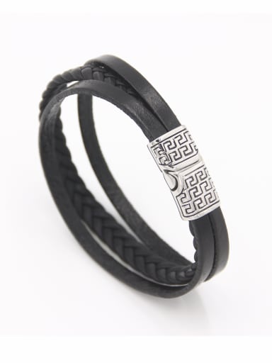 Black Fringe Bracelet with Stainless steel