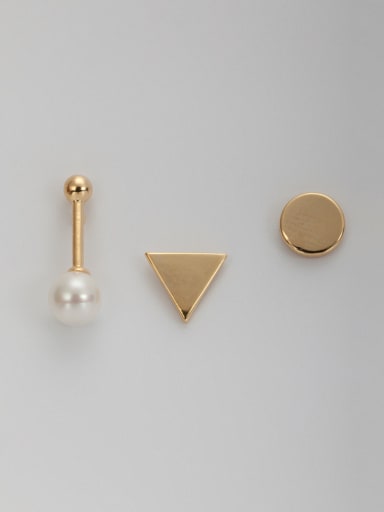 Gold Plated White Pearl Combined Studs stud Earring