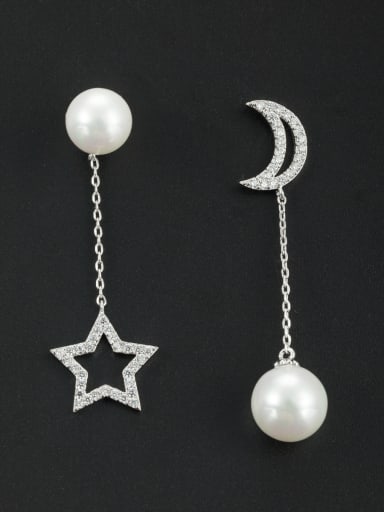 White Star Youself ! Platinum Plated Pearl Studs drop Earring