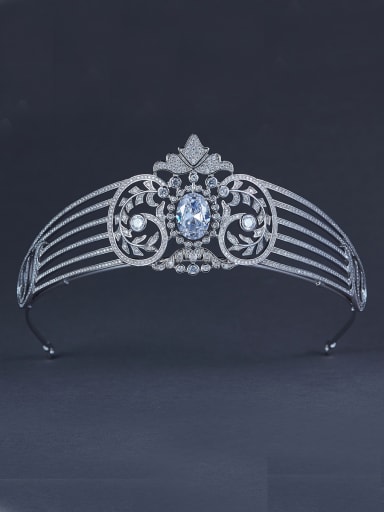 Platinum Plated Stylish Zircon Wedding Crown