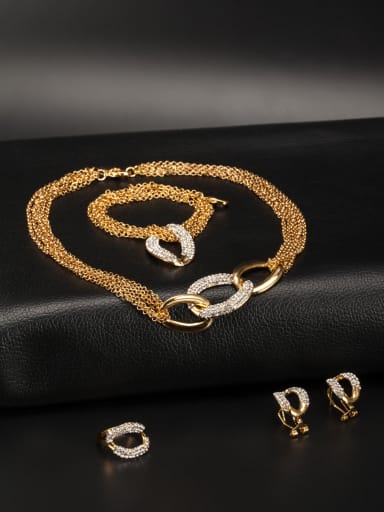 chain style with Gold Plated Zinc Alloy Rhinestone 4 Pieces Set