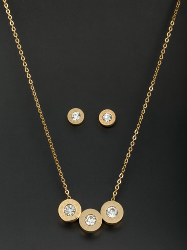 A Stainless steel Stylish Rhinestone 2 Pieces Set Of Round