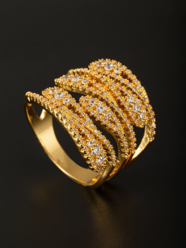 GODKI Luxury Women Wedding Dubai Model No 1000002985 White color Gold Plated Copper Zircon Ring